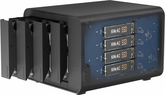 TerraMaster D8 Hybrid външен дисков корпус DAS за 8 диска (4× SATA + 4× M.2 NVMe)
