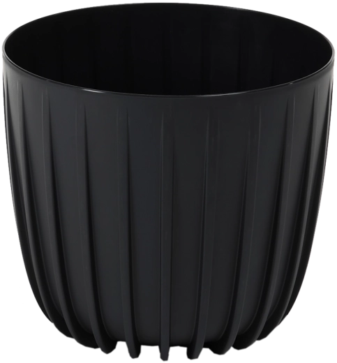 Low Planter Mira 24 cm – black, with insert