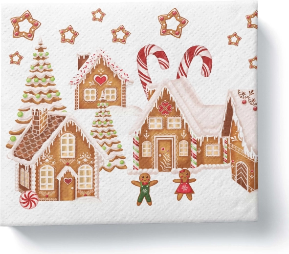 Christmas Napkins Gingerbread Village, 3-ply, 33 × 33 cm