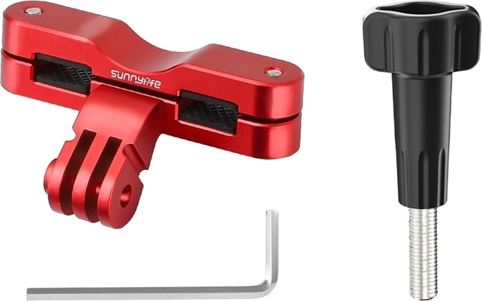 Sunnylife under-seat bike mount for action cameras (Action 5 Pro, Insta360 GO 3S, GoPro 13) – red