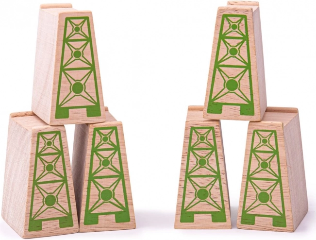 Дървени мостови подпори за влакче 6 бр. BIGJIGS RAIL