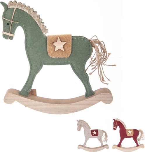 Christmas horse decoration made of wood and felt 28 × 3 × 30 cm (3 variants)