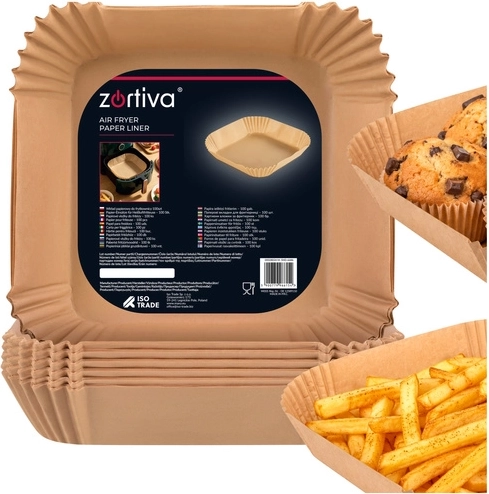 Zortiva paper liners for air fryer 23 × 23 cm – 100 pcs