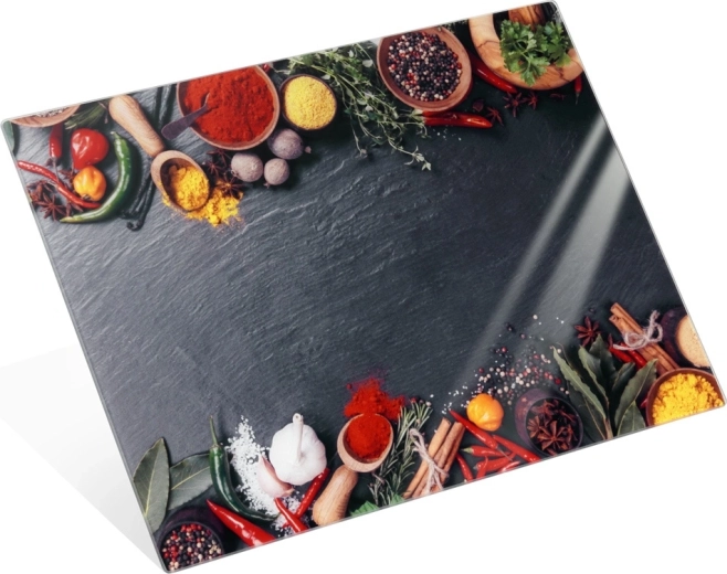 Vilde glass cutting board with spice motif 40 × 30 cm