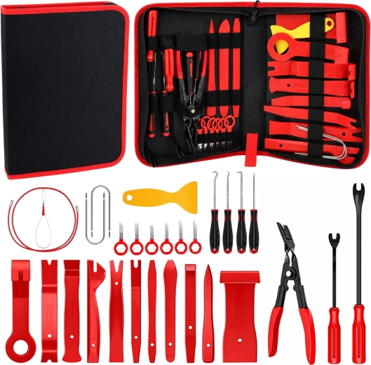 41-piece car trim and molding removal tool set in organizer