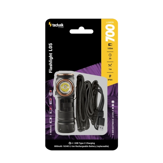 Technik L05 челна и джобна фенерче SST20, 700 lm, USB‑C