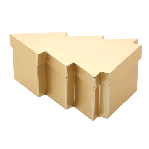 Gift Christmas box in the shape of a tree, gold 28 × 22 × 10.5 cm - 1 piece