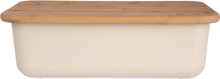 Plastic and bamboo bread box, beige, 40 × 23 × 13 cm