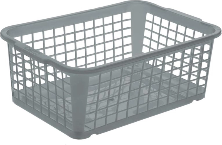 Stackable Plastic KEEEPER Basket, Gray, 30 × 20 × 11 cm