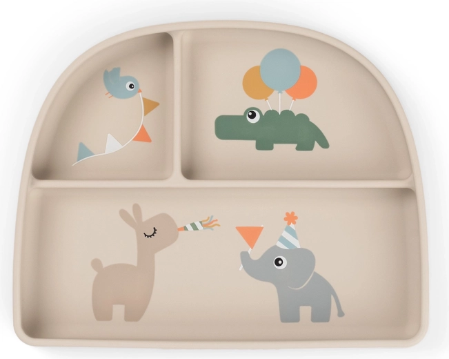 Done by Deer разделена чиния с вакуумно дъно Stick&Stay Celebration, пясъчна