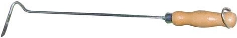 Fireplace poker with zinc head and wooden handle