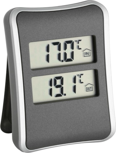Digital thermometer with indoor and outdoor sensor, waterproof probe, stand