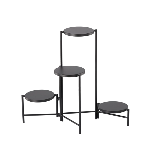 Four-tier metal plant stand, black