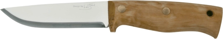 Helle Temagami 14C28N bushcraft knife with wooden handle and leather sheath