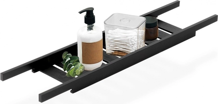 Bamboo bathtub shelf, black, 68 cm