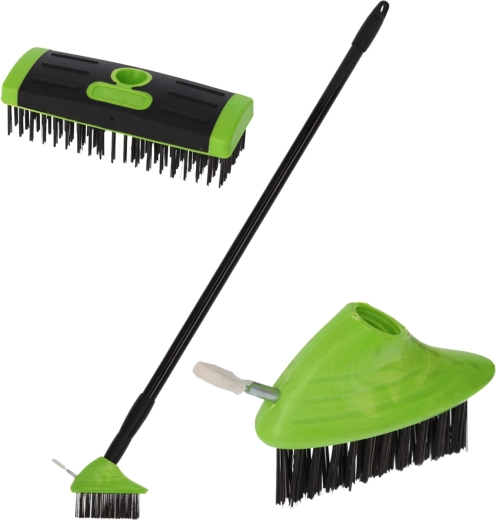 Telescopic 3-in-1 Brush Set for Weeds and Paving