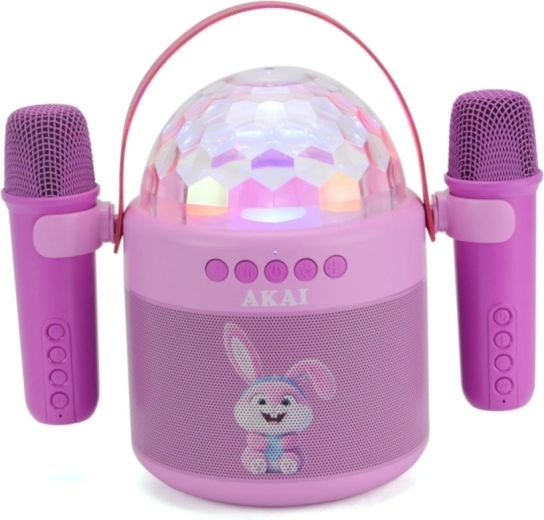 AKAI JoyBox Kids children’s karaoke set with speaker, 2 wireless microphones and RGB LED