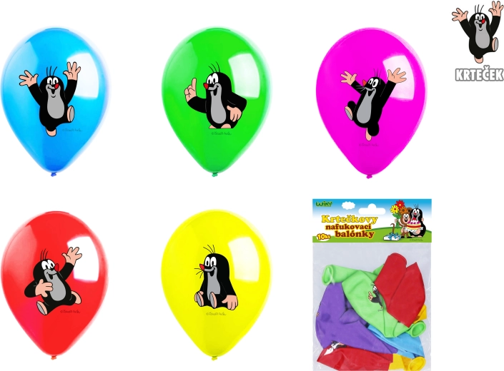 Inflatable balloons 30 cm Mole – set of 10 pcs, 5 designs