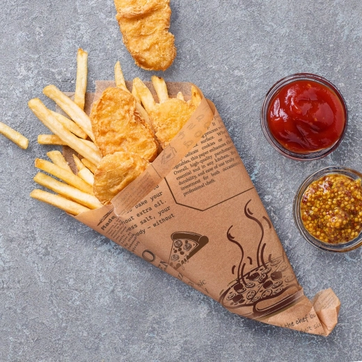 Greaseproof barrier for clean serving