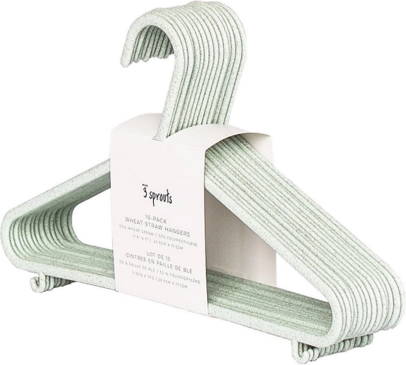 3 Sprouts детски закачалки от пшенична слама Seafoam, 15 бр.