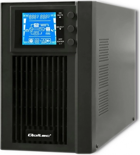 Backup Power Supply UPS Qoltec, online, pure sine wave, 1KVA, 800W, LCD, USB