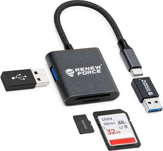 Четец за карти USB-C 3 в 1 Renew Force