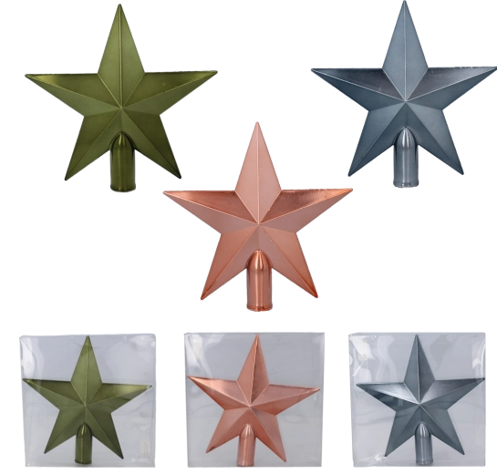 Christmas tree topper star 20 cm – olive, copper, and graphite