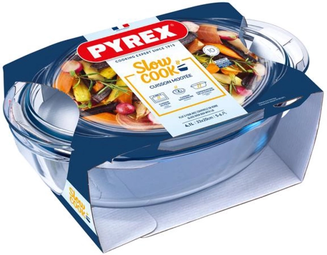 Овална тава за печене с капак PYREX 4,1 л, стъкло