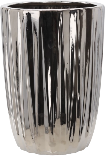 Ceramic flower pot cover, silver striped, 31.5 × 31.5 × 44.5 cm