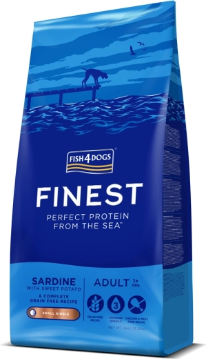 Fish4Dogs Finest дребни гранули за възрастни кучета – сардина и сладки картофи 6 кг