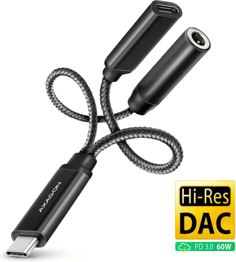 Външна звукова карта USB-C DAC 32bit 3.5mm жак с Power Delivery 60W