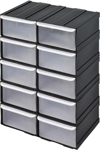 Workshop organizer with 10 drawers 155 × 100 × 225 mm