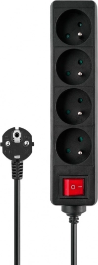 Savio extension power strip with 4 sockets, 3 m, with switch