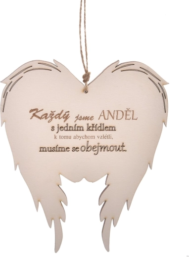 Wooden angel wings with the inscription “we all are” 18 × 21 cm