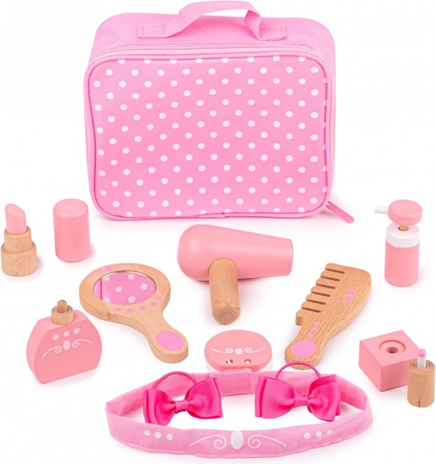 Bigjigs Toys дървен козметичен комплект в куфарче (11 части)
