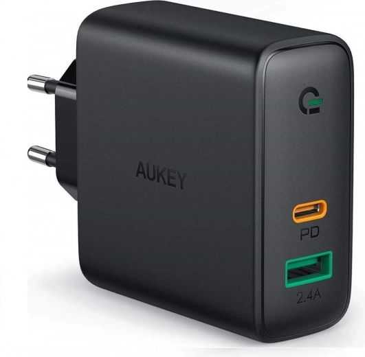 Aukey Wall Charger with 2 USB Ports and Power Delivery 30W