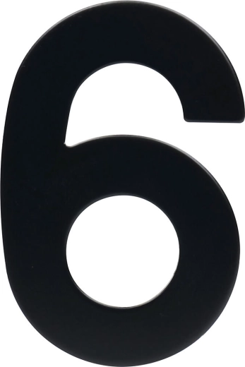 House Number 6, 95 mm, stainless steel, matte black