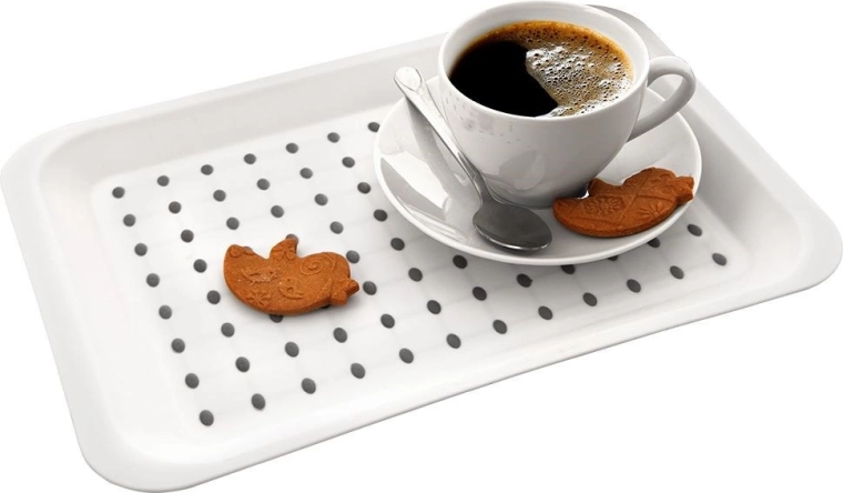 White serving tray 33 × 23 cm with anti-slip
