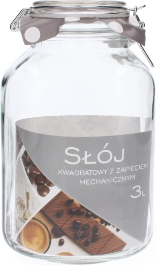 Square 3 L Glass Jar with Mechanical Clamp Lid