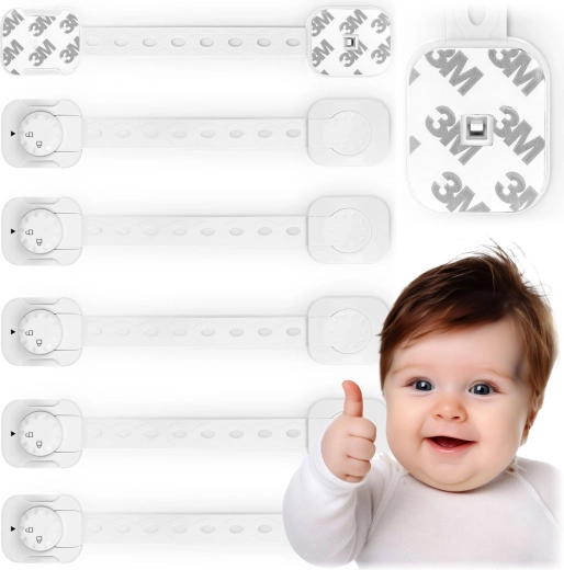 Детски предпазни заключалки за шкафове RICOKIDS, 6 бр., бели
