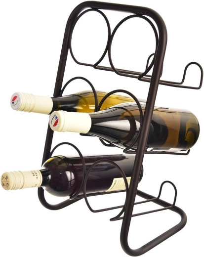 Black metal wine rack for 6 bottles