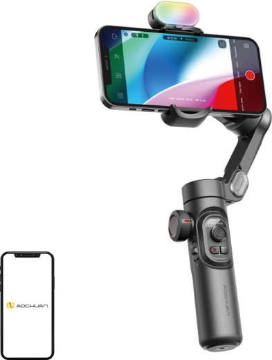 Aochuan Smart XE 3-осен стабилизатор за мобилен телефон с RGB светлина, черен