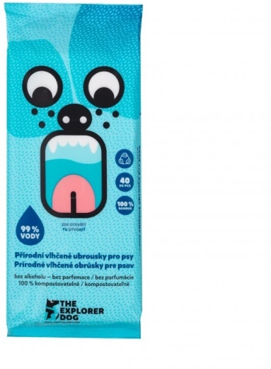 Explorer Dog biodegradable wet wipes for dogs 40 pcs