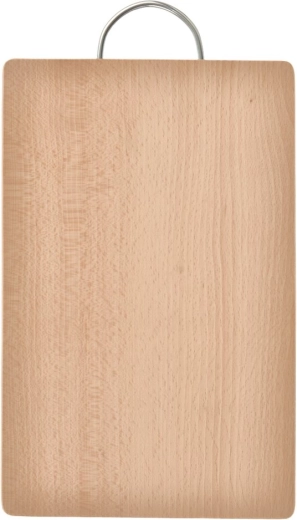Wooden cutting and serving board with metal handle 30 × 19 cm