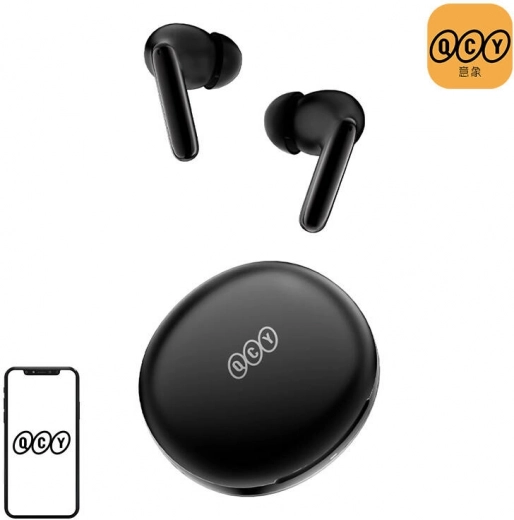 QCY T13 ANC2 Wireless In-Ear Headphones with Active Noise Cancellation, Black