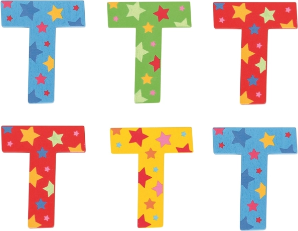 Bigjigs Toys Star-Pattern Letter T – Wooden 7×7 cm