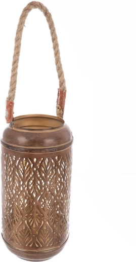 Blade candle holder made of metal and jute, brown-gold, 24 cm