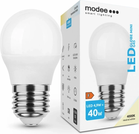LED Bulb Modee Globe Mini G45 4.9 W E27, 470 lm, neutral white