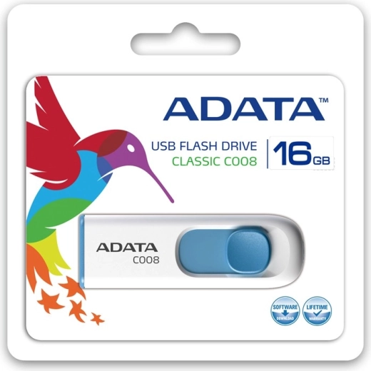 USB флашка ADATA 16 GB USB 2.0 бяло-синя