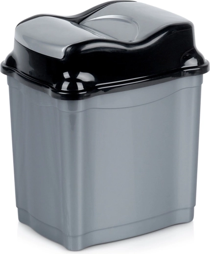 Plastic Waste Bin 5 L with Swing Lid, Gray